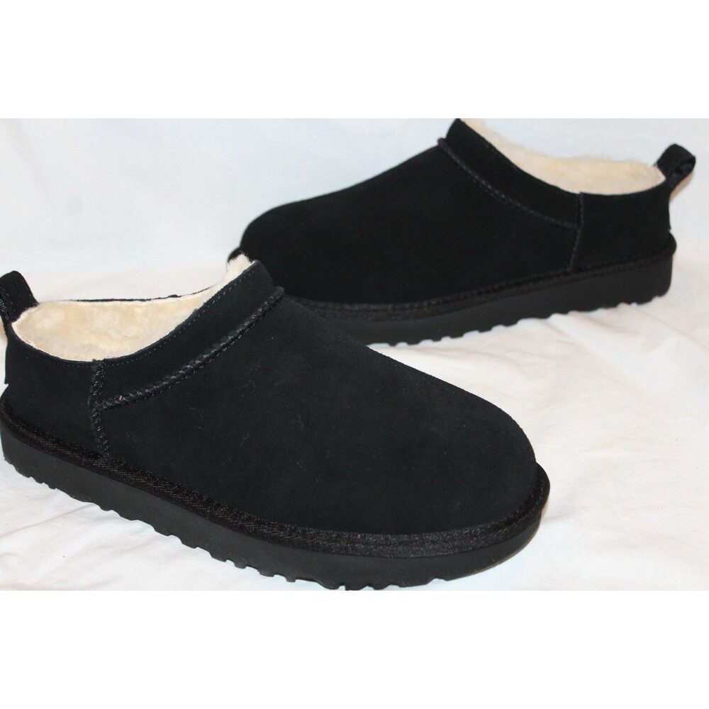 NIB UGG WOMEN'S MICRO MINI SUEDE SHEARLING LINED BOOTS BLACK US 7 EU 38 - Picture 2 of 8